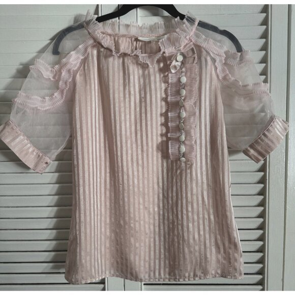 3.1 Phillip Lim Women's Pink Dainty Silk Organza Blouse Size 4 Feminine Coquette - Picture 1 of 15